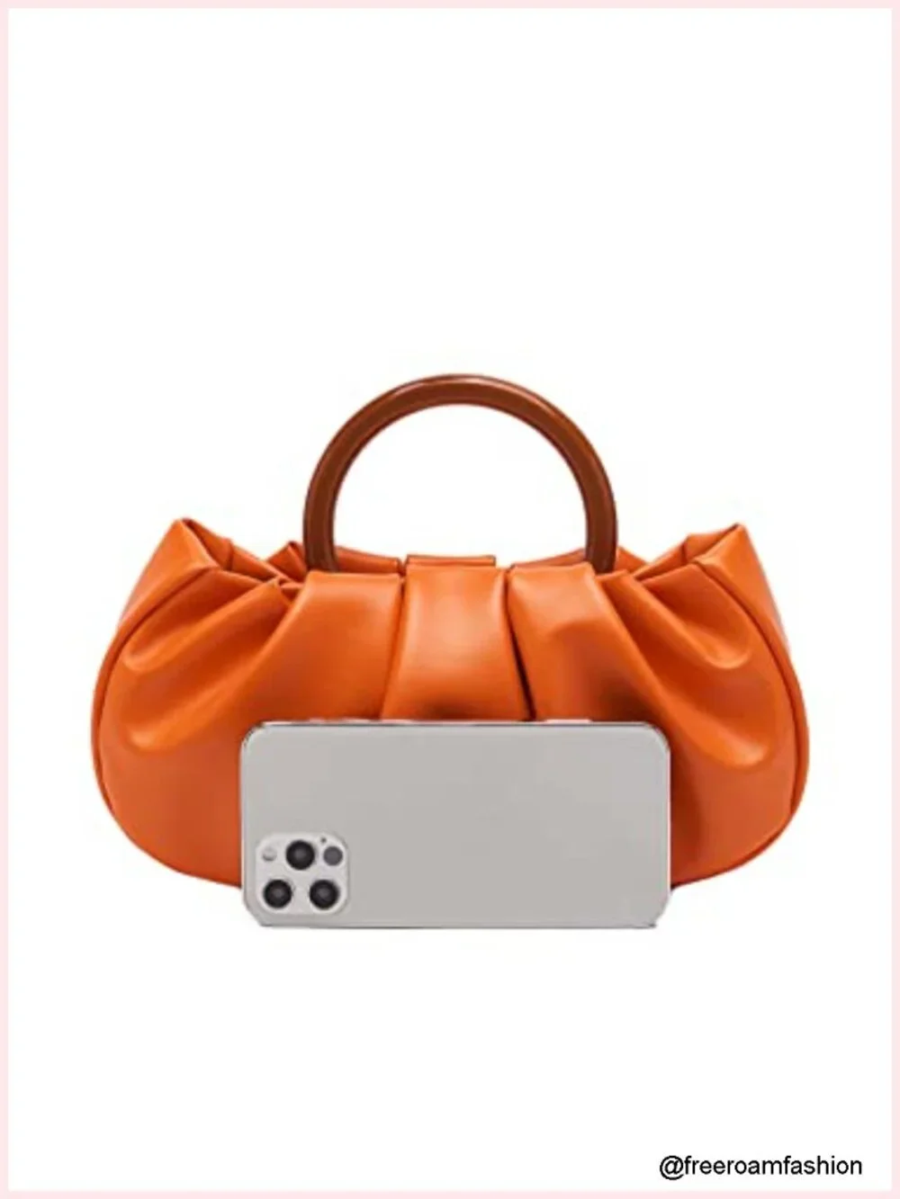 Faux Leather Ruched Clutch Purse Cloud Pouch Bag